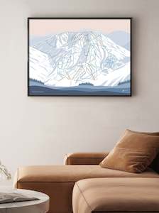 PANORAMA, BC, CANADA. Modern Mountain Trail Map Wall Art Print