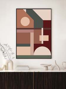 Mid Century Modern Abstract Architecture Circle Window Art Print