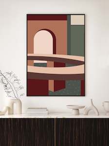 Mid Century Modern Abstract Interior Architecture Geometric Art Print