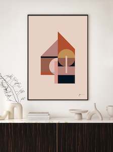 Mid Century Abstract House Wall Art Print