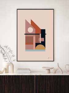 Mid Century Abstract House Wall Art Print