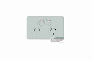 Electrical goods: Slim Double Powerpoint 10A Horizontal White Base White Cover