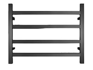 HTR Heated towel rail, Black, 4 Square bars 600Wx500Hx120D 45W