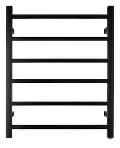 HTR Heated towel rail, Black, 6 Square bars 400Wx800Hx120D 60W