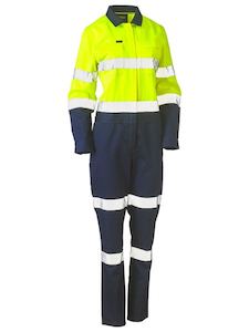 BISLEY Women’s Overalls Taped Hi Vis Cotton Drill