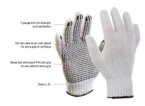 Knitted Polycotton Gloves with Dots (12 Pack)