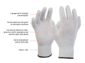 Knitted Polycotton Gloves (12 Pack)