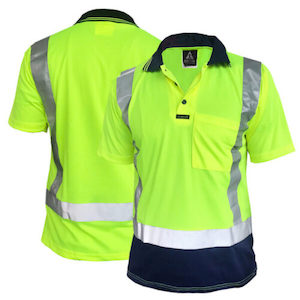 Polos/Tees: Safe-T-Tec Short Sleeve Polo with Reflector Yellow/Navy (801082)