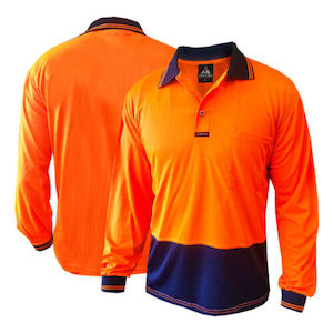 Safe-T-Tec Long Sleeve Polo Orange/Navy (801086)