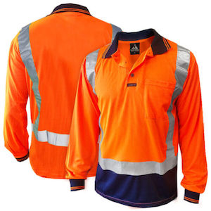 Safe-T-Tec Long Sleeve Polo with Reflector Orange/Navy (801088)