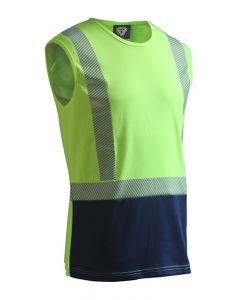 Caution Hi Vis Day/Night Segmented Tape Microfibre Singlet (PCS1432)