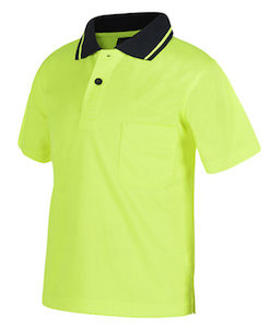 Children's Overalls/Clothing: JB’s Children’s Hi Vis Non Cuff Traditional Polo (6HVNCK)