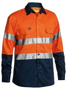 Cotton Shirts: Bisley Hi Vis Taped Long Sleeve Drill Shirt (BT6456)