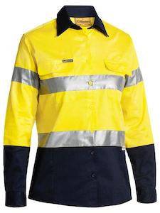 Women's Hi Vis Clothing: Bisley Women’s Hi Vis Taped Drill Shirt (BLT6456)