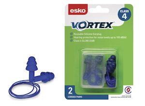 Hearing Protection: Esko Vortex Earplugs Blue Corded 2 Pack