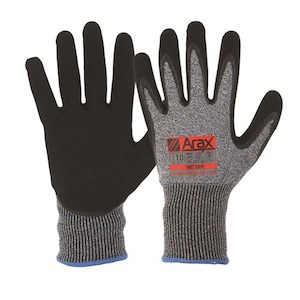 Cut Level D Arax Nitrile Sand Dip Gloves on 13g Liner (AND)