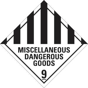 Dangerous Goods Label Class 9 Miscellaneous Dangerous Goods