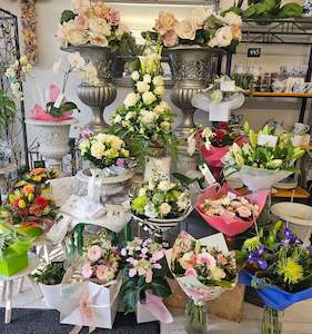 Florist: Flowers on display in the shop for sale