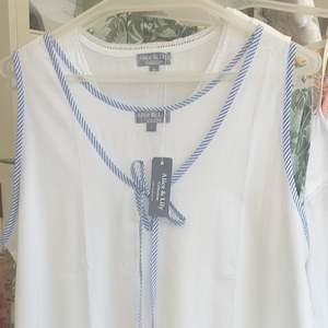 Cotton Nightie with Blue Stripped Edge