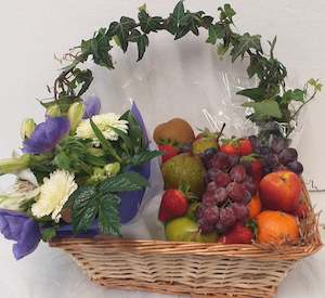 Florist: Fruit and Flowers Gift Basket