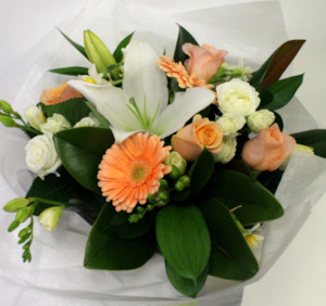 Peachy Pastel Posy in a water Filled box