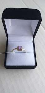 Ring, Amethyst Square Cut Sterling Silver