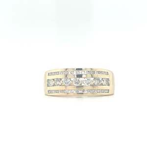 Broadway Jewellers 9ct Yellow Gold Three Row 50pt Diamond Ring