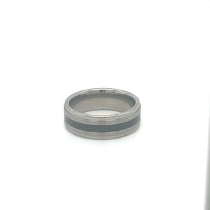 Jewellery: Broadway Jewellers CHISEL STAINLESS STEEL STRIPE RING