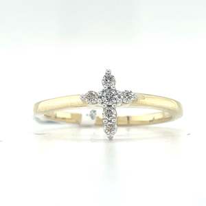 Broadway Jewellers 10ct Yellow Gold Diamond Cross Ring