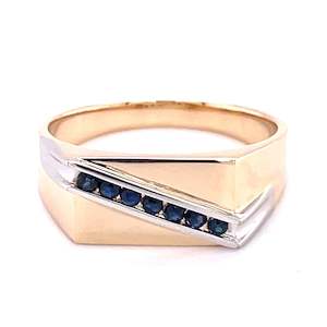 Jewellery: 9ct Gold Men's Sapphire Ring B31J09 (SA)