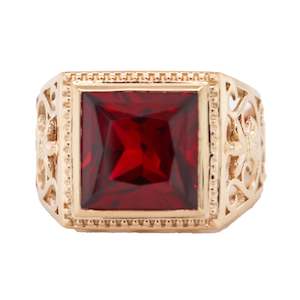 9ct Gold Created Ruby Filigree Ring B79J28