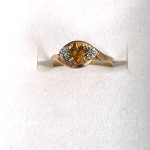 9ct. Gold Citrine/Diamond Ring