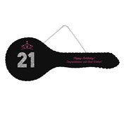 Jewellery: 21'st Key - Pink Tiara with Glitter 21 Black Mirrored Key