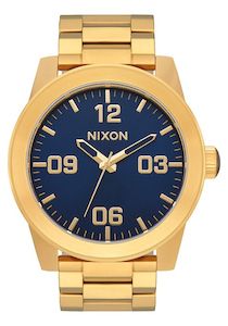 Jewellery: Nixon Corporal Stainless Steel Watch Gold / Blue Sunray / Gold