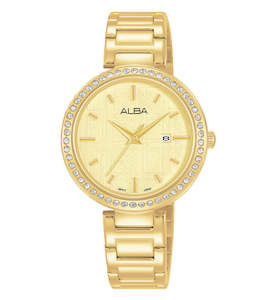 Jewellery: ALBA AH7X36X1 Women's Gold Stainless Steel Dress Watch