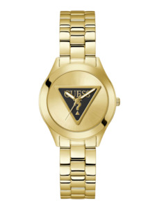 GUESS GW0675l2 Ladies Gold Tri Plaque Black Link Watch