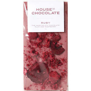 Flower: World's 4th Chocolate 'RUBY' Freeze Dried Plum And Raspberry Bar