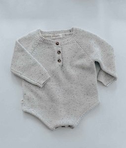 FLECK KNIT ROMPER - LIGHT GREY