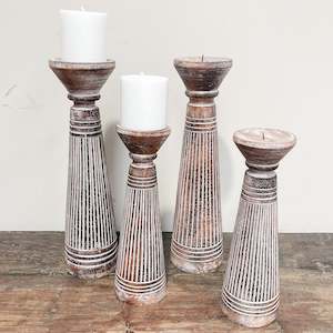 Wooden Candlestick - STRIPE