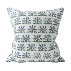 Samode Moss Azure (Hand Block Printed)  Cushion Cover ONLY 55x55