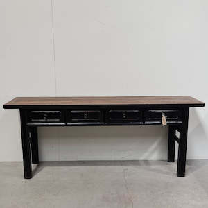 Tables And Bedsides: Reclaimed Elm Hall Table w. 3 drawers BLACK & BROWN