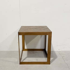 Parquet Top Gold Side Table