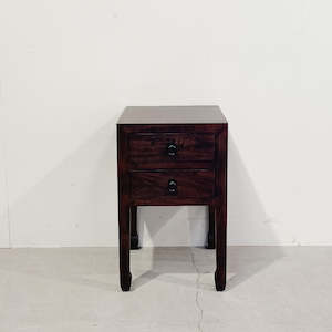 Small Bedside Table 2 Drawers BROWN