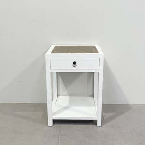 Bedside Table w Shelf WHITE