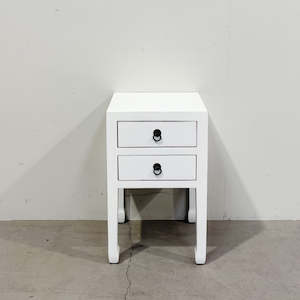 Small Bedside Table 2 Drawers WHITE