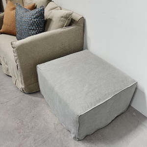 Hamptons 100% Italian Linen OTTOMAN -  STONE