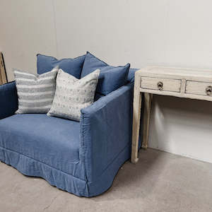 Hamptons 100% Italian Linen LOVE SEAT - DENIM