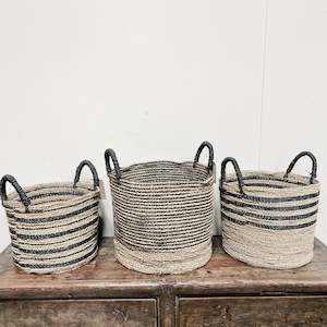 Seagrass Basket - NATURAL & BLACK STRIPE