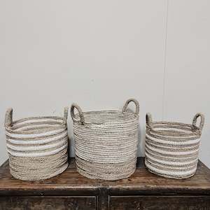 Seagrass Basket - NATURAL & WHITE STRIPE