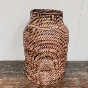 Woven: Rattan Basket w Zig Zag 380 x 380 x 330